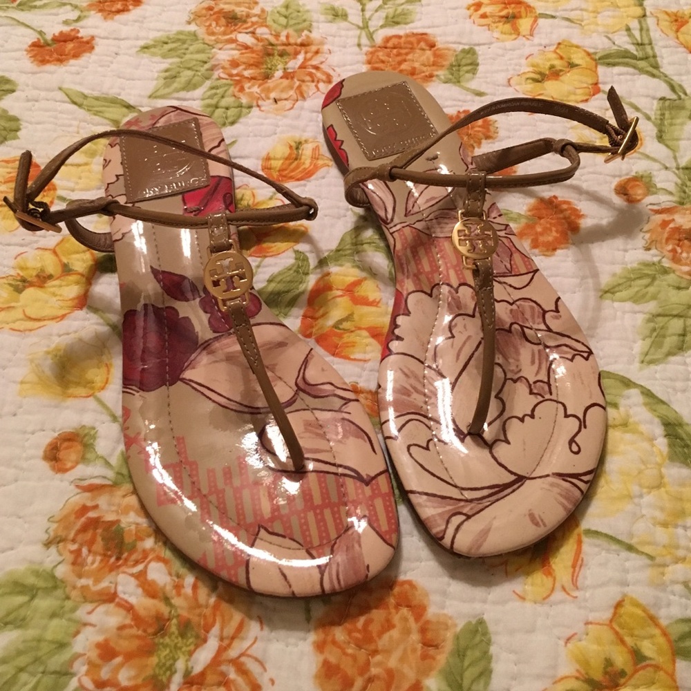 Tory Burch floral Emmy sandals Sz 6.5